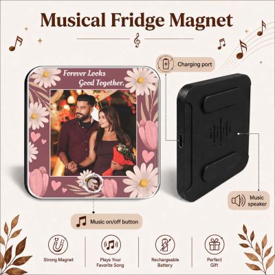 Birthday Gift for Wife Husband Girlfriend Boyfriend Personalized Musical Fridge Magnet with Custom Photo and Song Memory Couple Photo Fridge Magnet